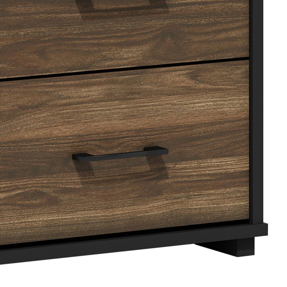 HOMLUX 2-Drawer Modern Nightstand in Columbia Walnut and Black, , large