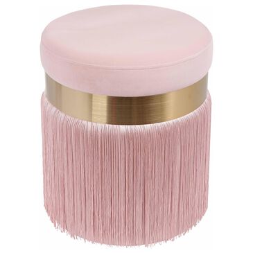 Tov Furniture Melody Tasseled Ottoman in Blush Velvet, , large