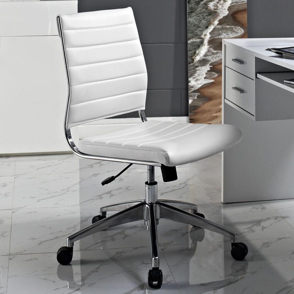 Modway Jive Armless Mid Back Office Chair in White, , large