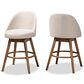Baxton Studio Carra Swivel Counter Stool with Light Beige Cushion in Walnut (Set of 2), , large