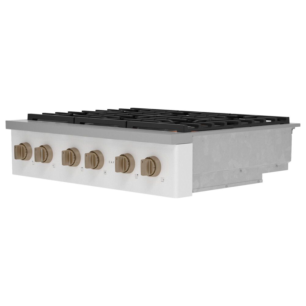 Cafe 36&quot; Natural Gas Rangetop with 6-Burner in Matte White and Brushed Bronze, , large