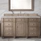 James Martin Vanities Bristol 60" Single Bathroom Vanity in Whitewashed Walnut with 3 cm Victorian Silver Quartz Top and Rectangular Sink, , large