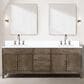 Lexora Home Laurel 84" Double Bathroom Vanity in Grey Oak with White Cultured Marble Top and Rectangular Sinks, , large