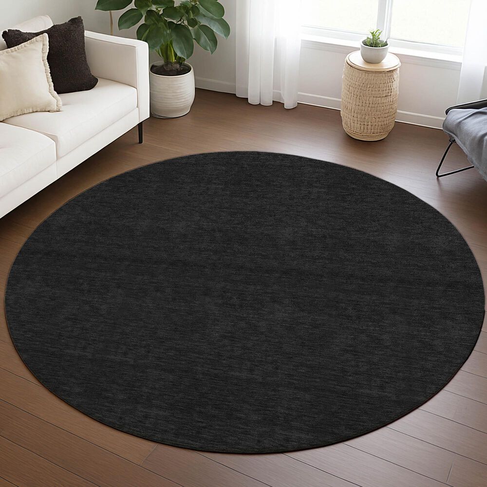 Dalyn Rug Company Soft Essentials Solid Black 8' Round Area Rug, , large