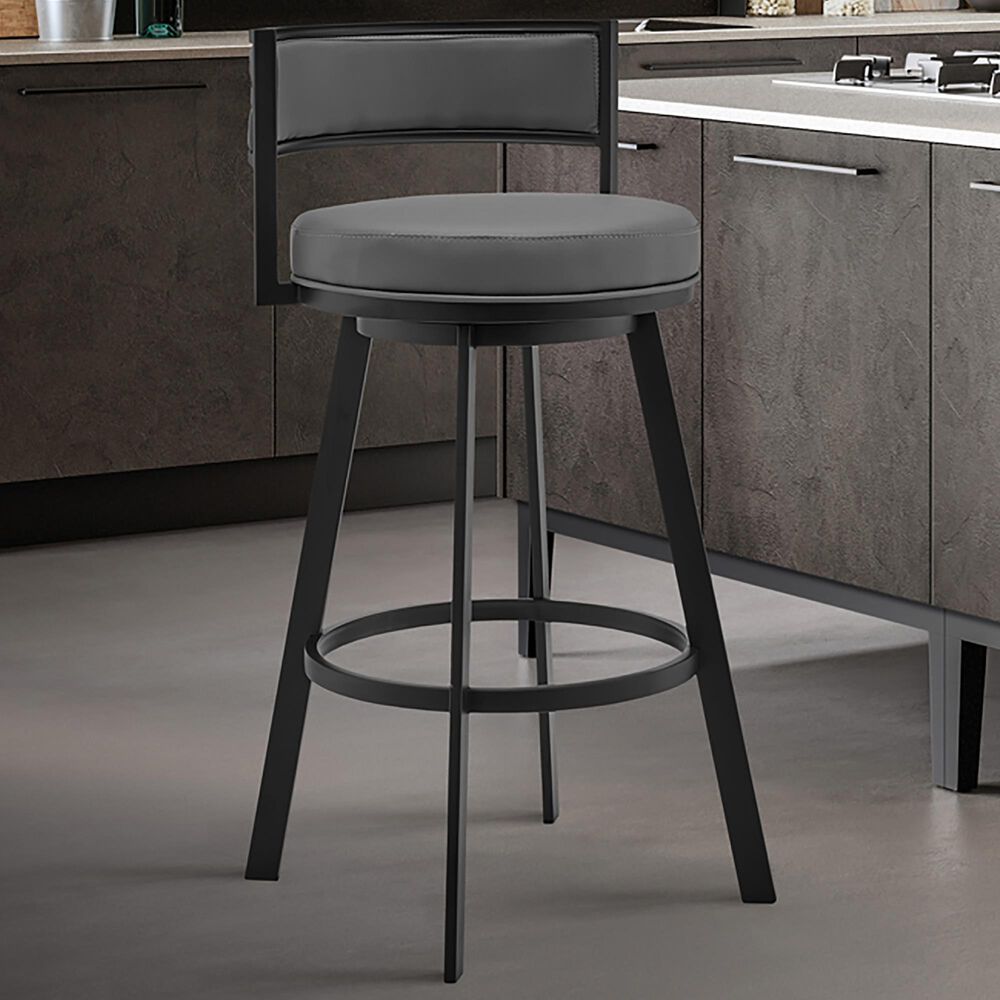 Blue River Roman 26&quot; Swivel Counter Stool in Gray and Black, , large