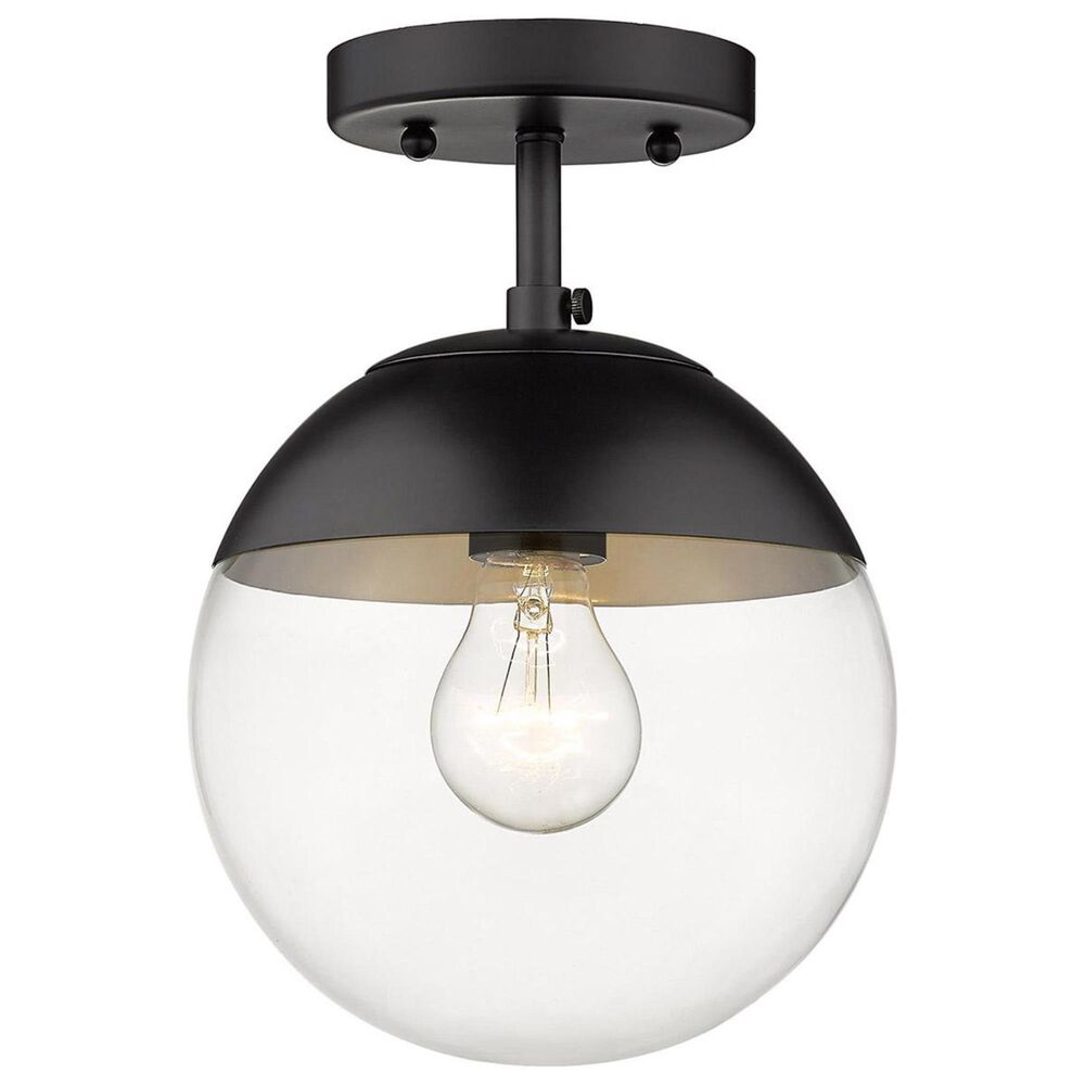 Golden Lighting Dixon Semi Flush in Matte Black with Clear Glass and Black Cap, , large