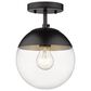 Golden Lighting Dixon Semi Flush in Matte Black with Clear Glass and Black Cap, , large