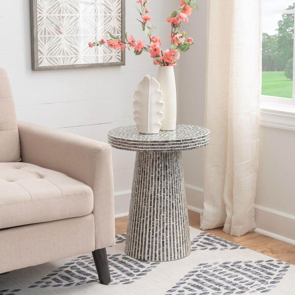 Linon Home Decor Percola Side Table in Black, , large