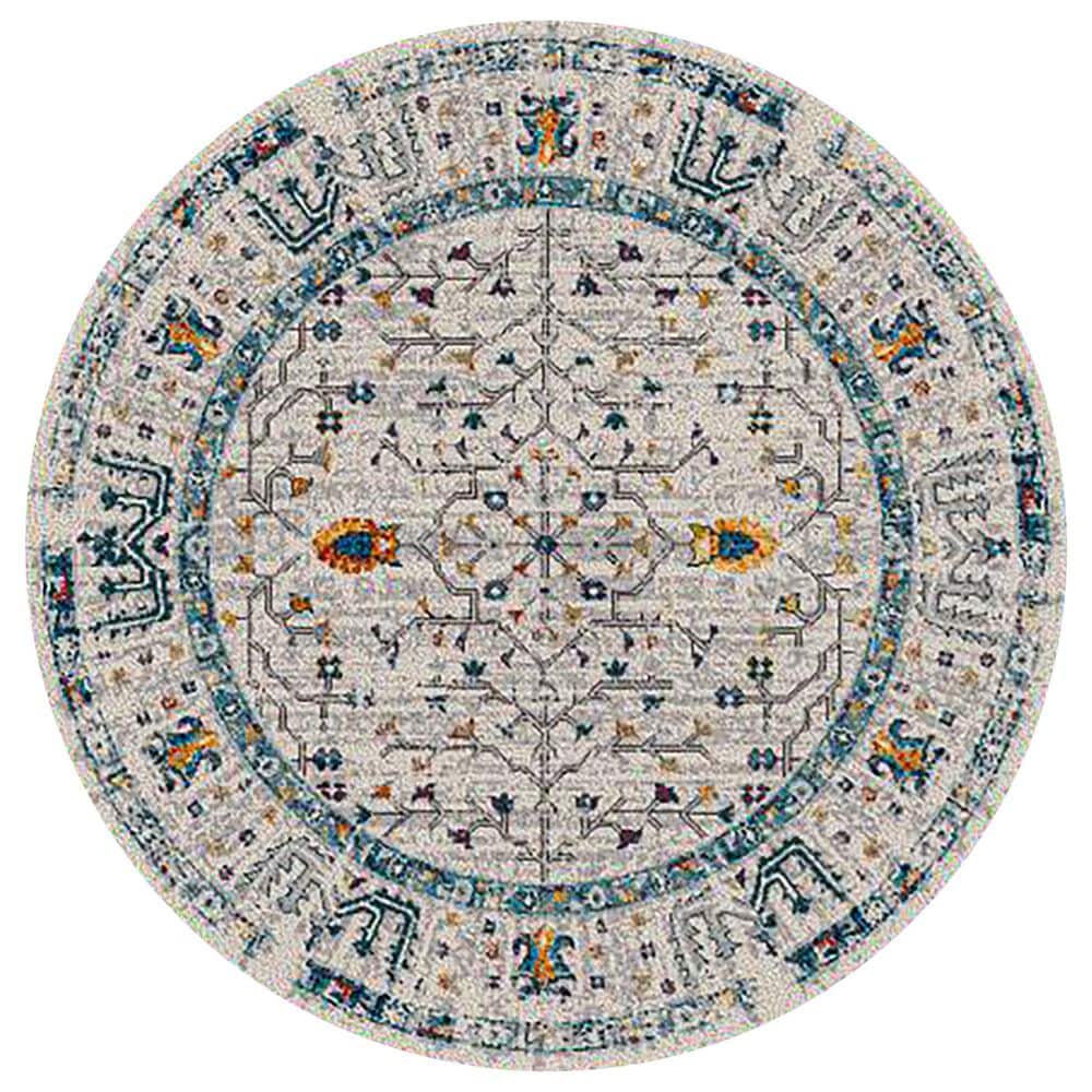 Amer Rugs Montana 7&#39;6&quot; Round Ivory and Yellow Area Rug, , large