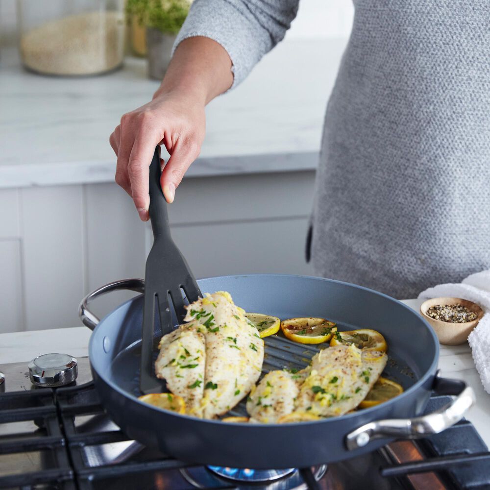 Green Pan Platinum Silicone Fish Turner in Charcoal Grey, , large