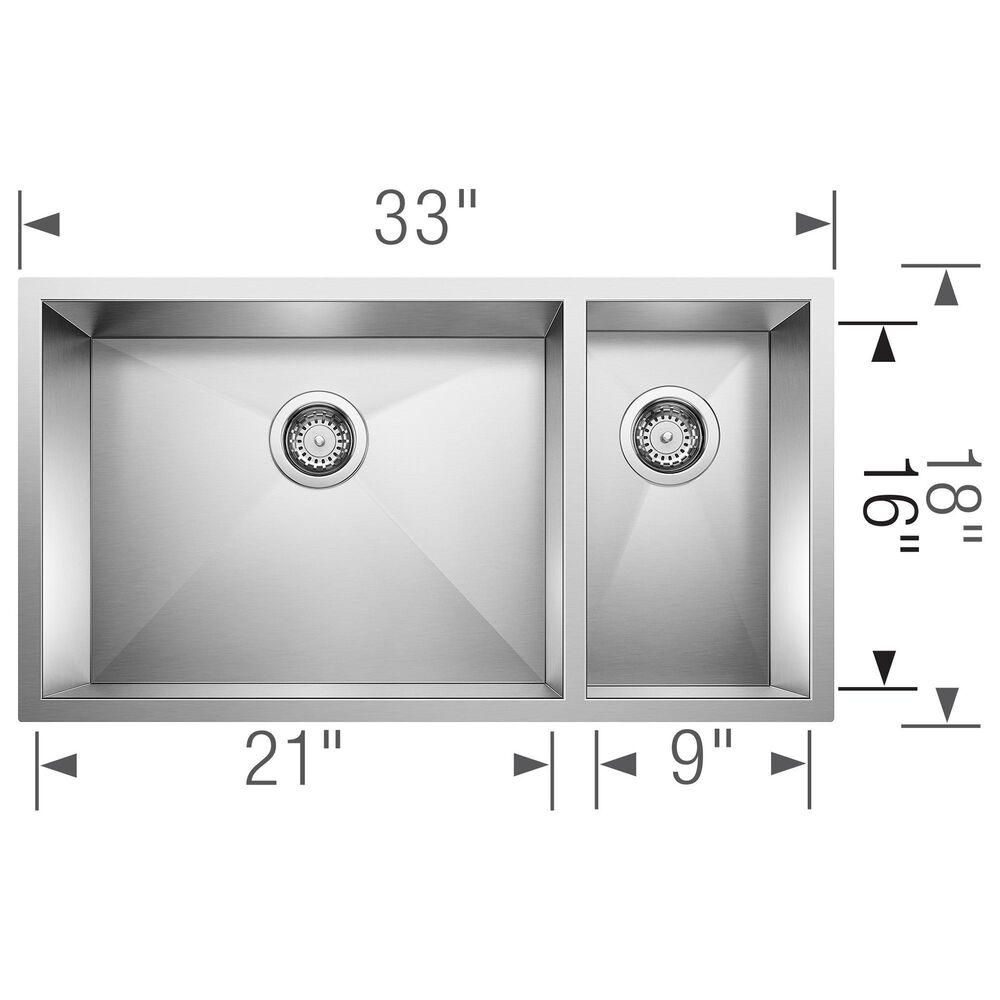 Blanco Precision 33&quot; 70/30 Double Bowl Kitchen Sink in Satin Polished, , large