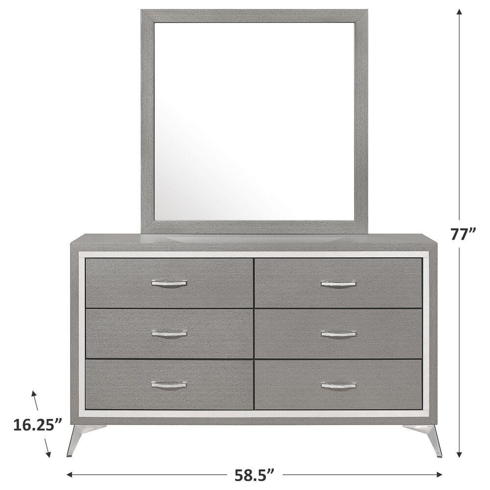 New Heritage Design Huxley 6-Drawer Dresser and Mirror in Gray, , large