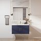 Lexora Home Geneva 36" Single Bathroom Vanity in Navy Blue with 2 cm White Cultured Marble Top and Rectangular Sink, , large