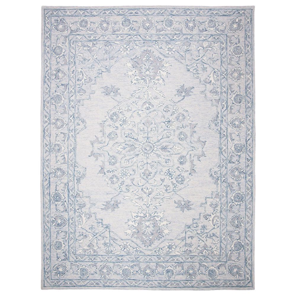 Safavieh Micro-Loop MLP504M 10" x 14" Light Blue and Ivory Area Rug, , large