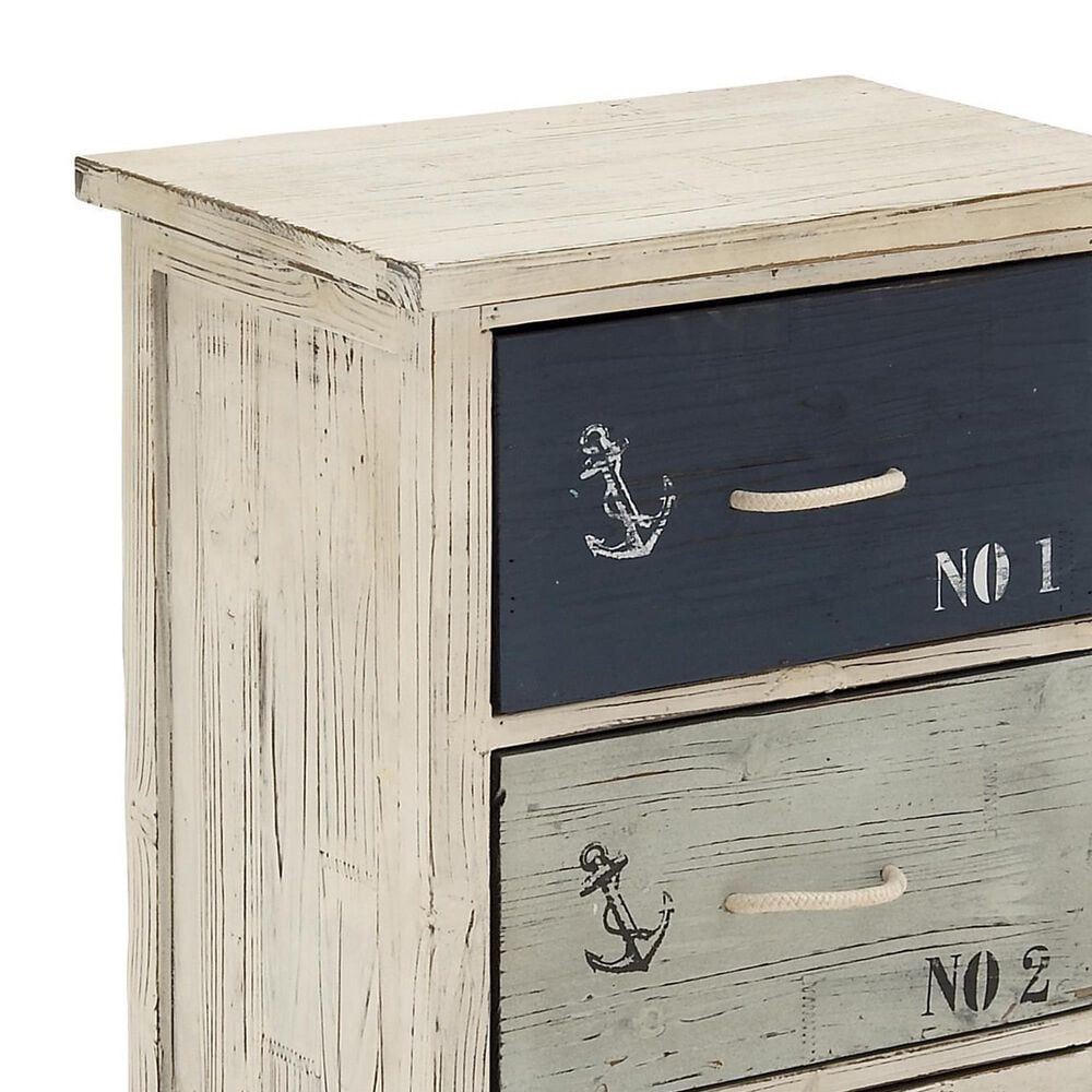 Maple and Jade 3-Drawer Chest Small with Rope Handle in Blue and White, , large