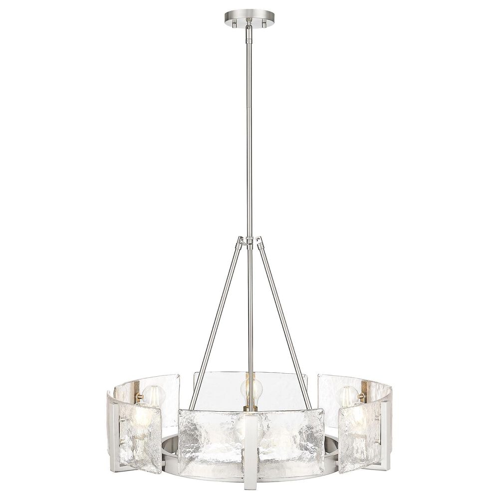 Golden Lighting Aenon 6-Light Wide Chandelier with Hammered Water Glass Shade in Pewter, , large