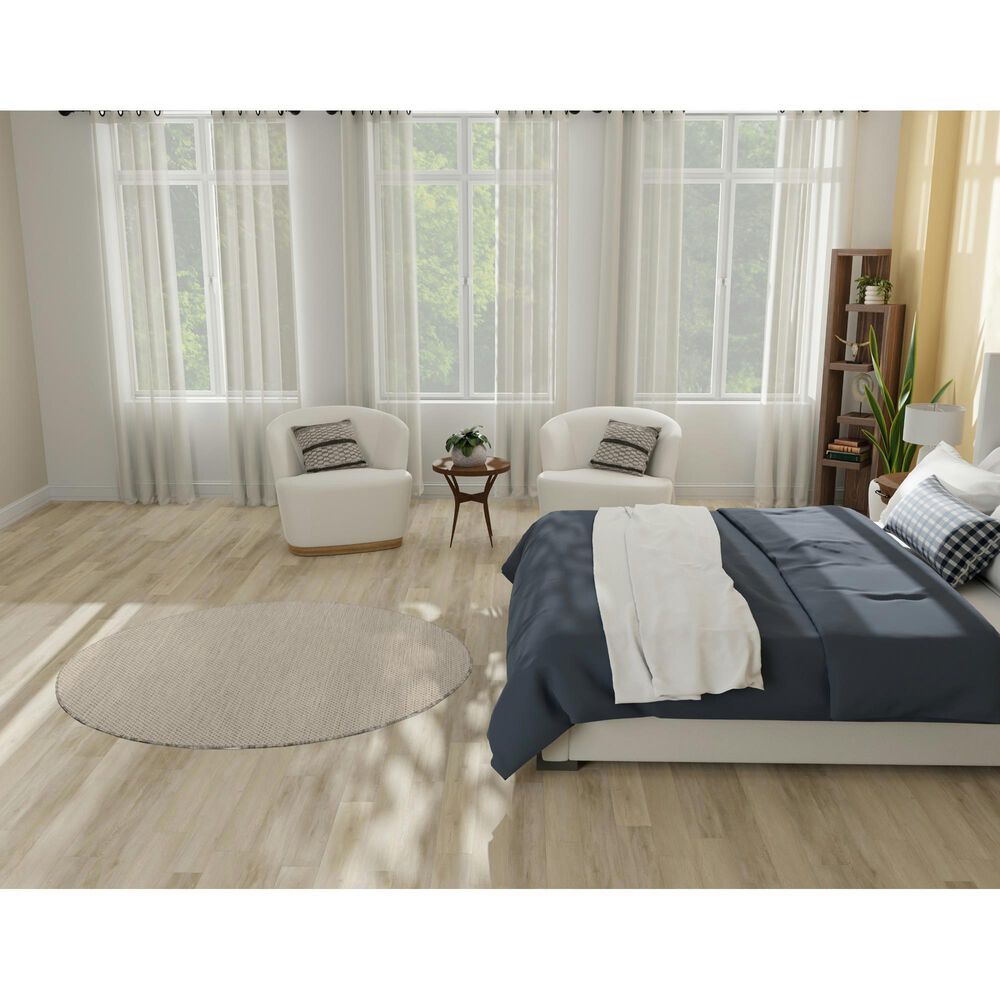 Nourison Courtyard Ivory and Silver 5&#39; Round Indoor/Outdoor Area Rug, , large
