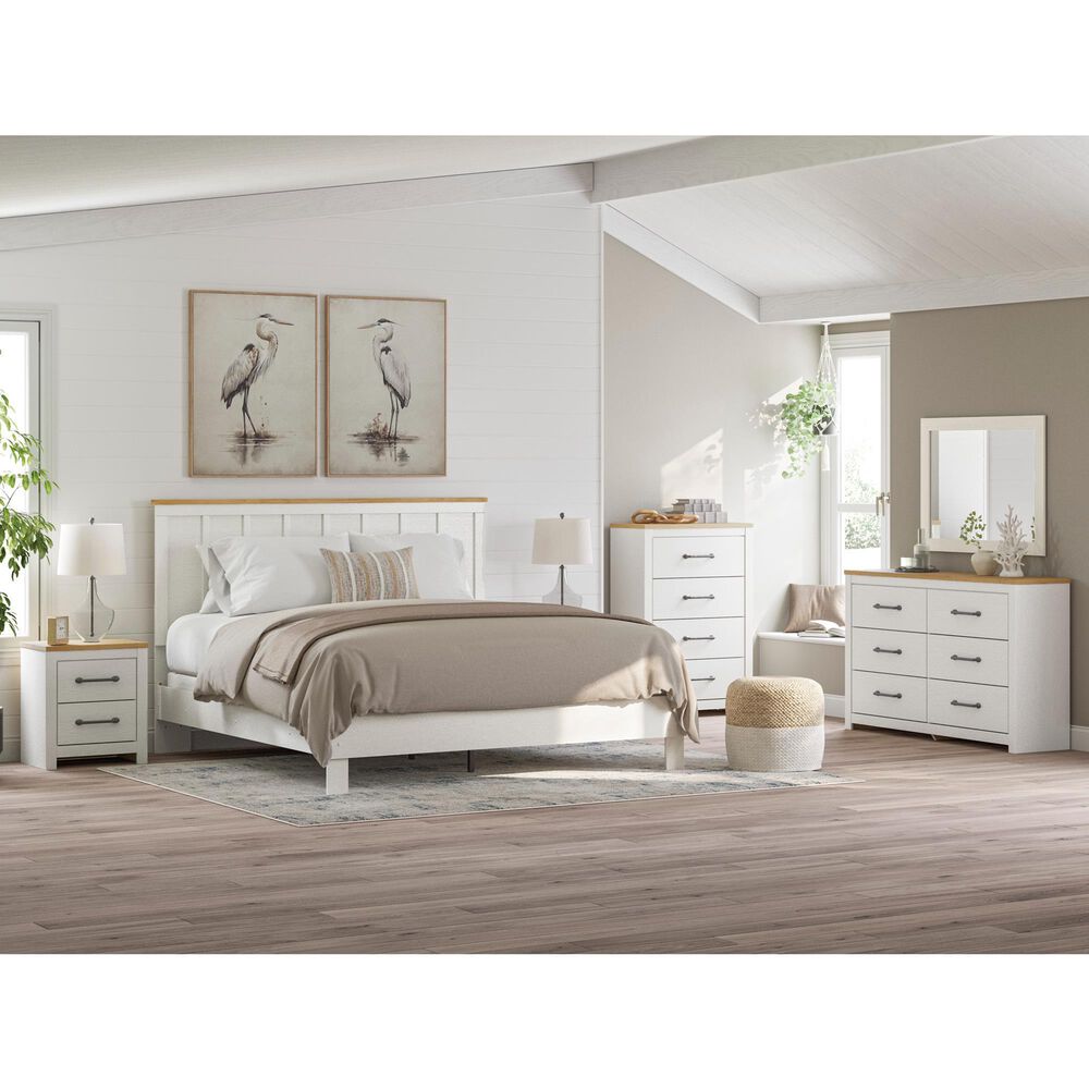 Ashley Linnocreek 2-Drawer Nightstand in White and Warm Brown, , large