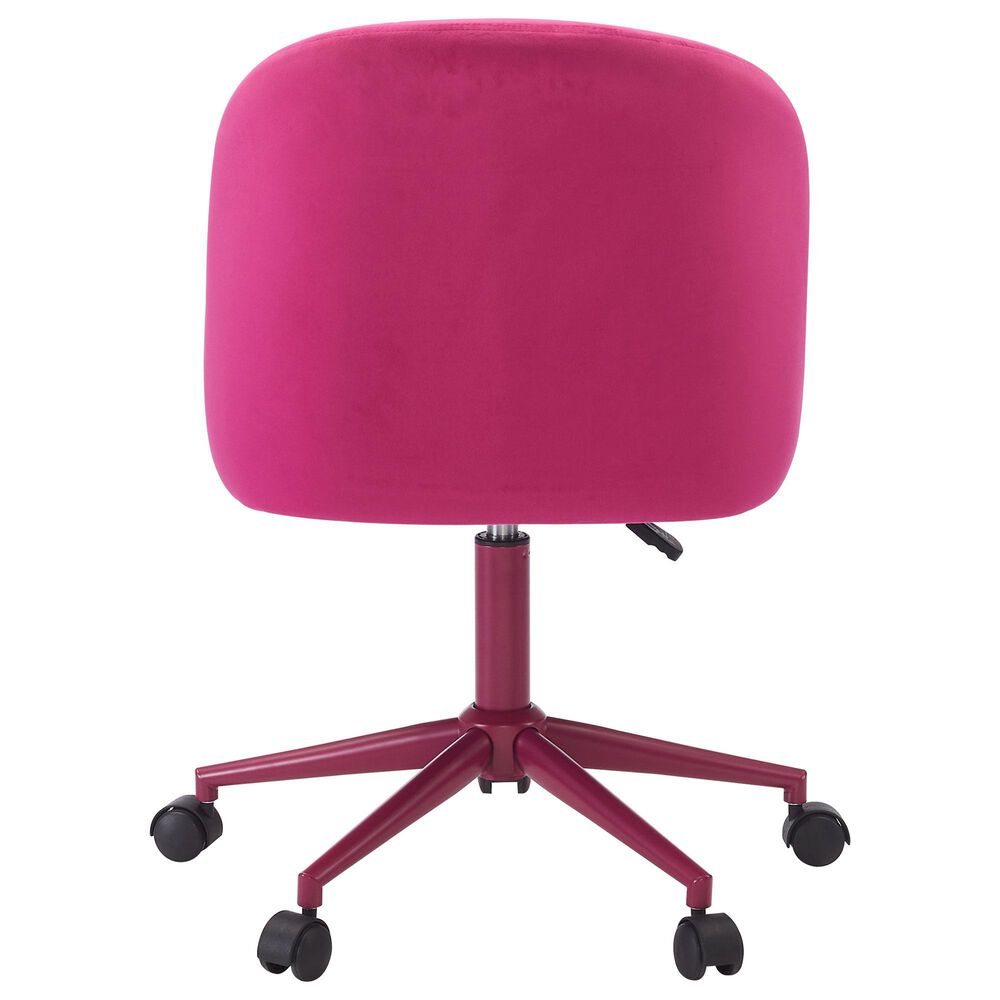 Linon Home Decor Adalynn Swivel Desk Chair with Hot Pink Cushion in Pink, , large