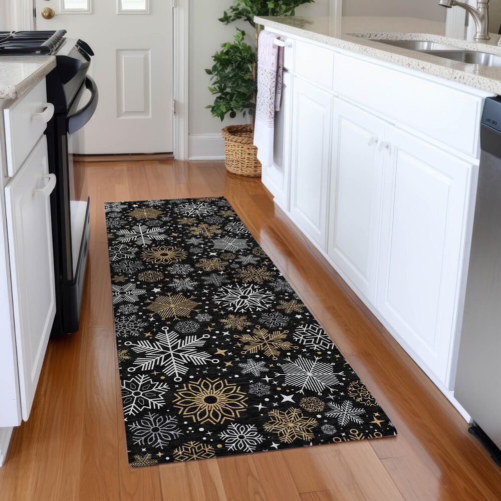 Dalyn Rug Company Wonderland WN31 2&#39;3&quot; x 7&#39;6&quot; Black Indoor/Outdoor Runner, , large