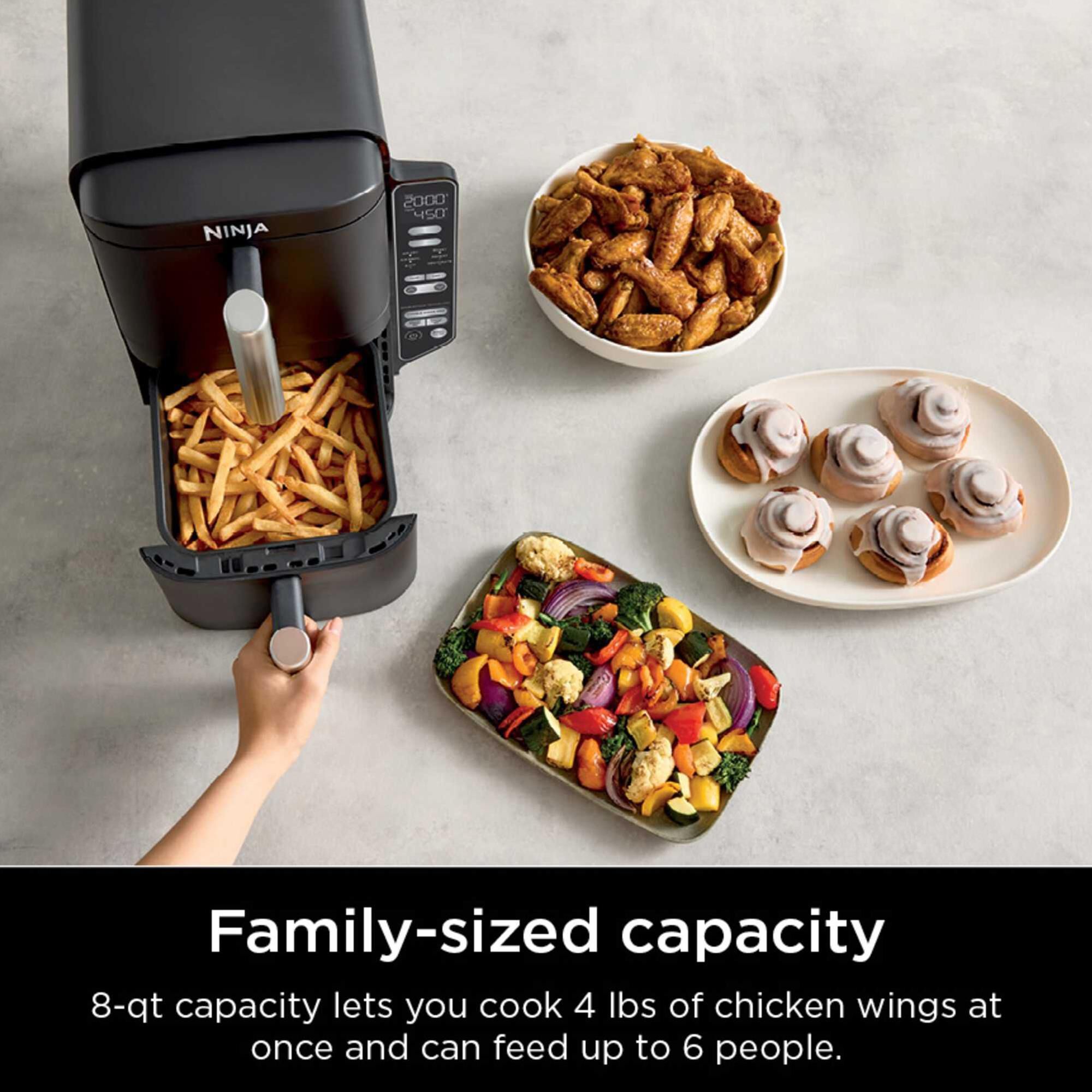 Ninja 8 Qt. 6-in-1 Air Fryer with 2-Basket in Pantone Black