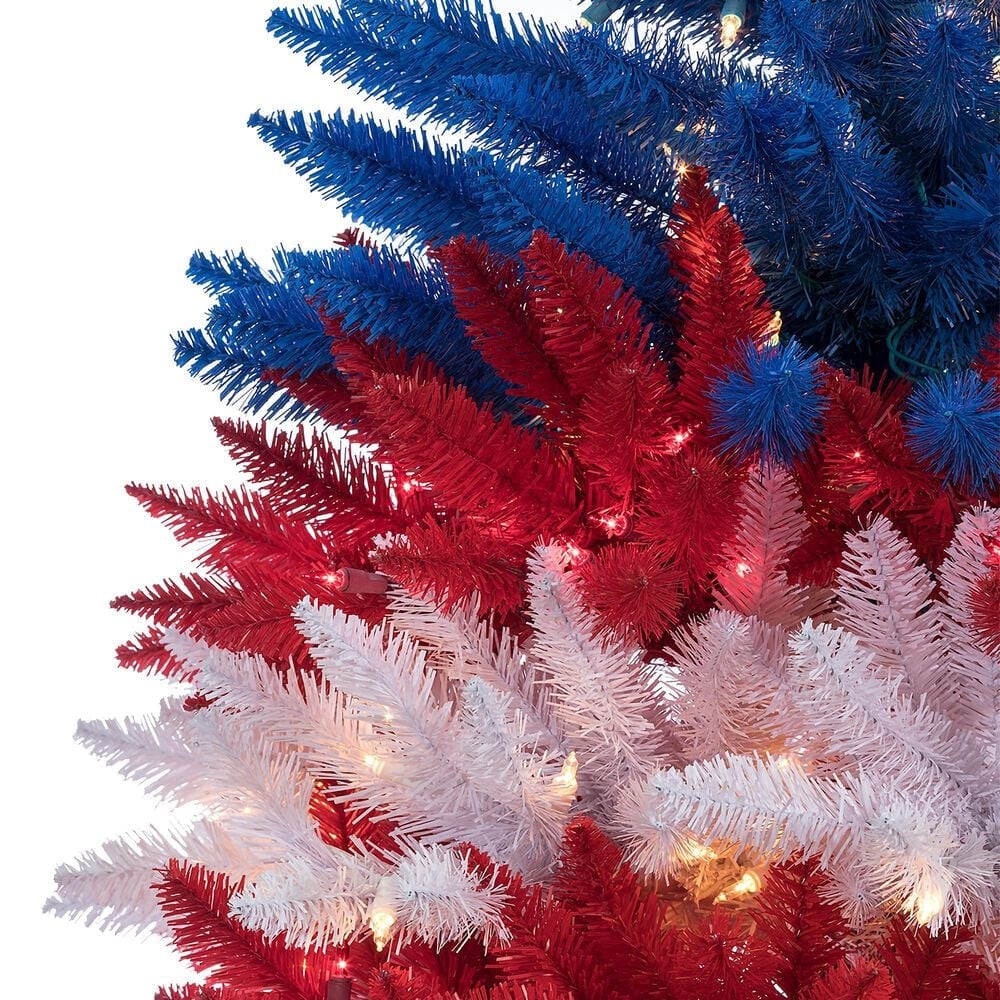 The Gerson Company 5&#39; Patriotic American Tree with White Light in Red, White and Blue, , large