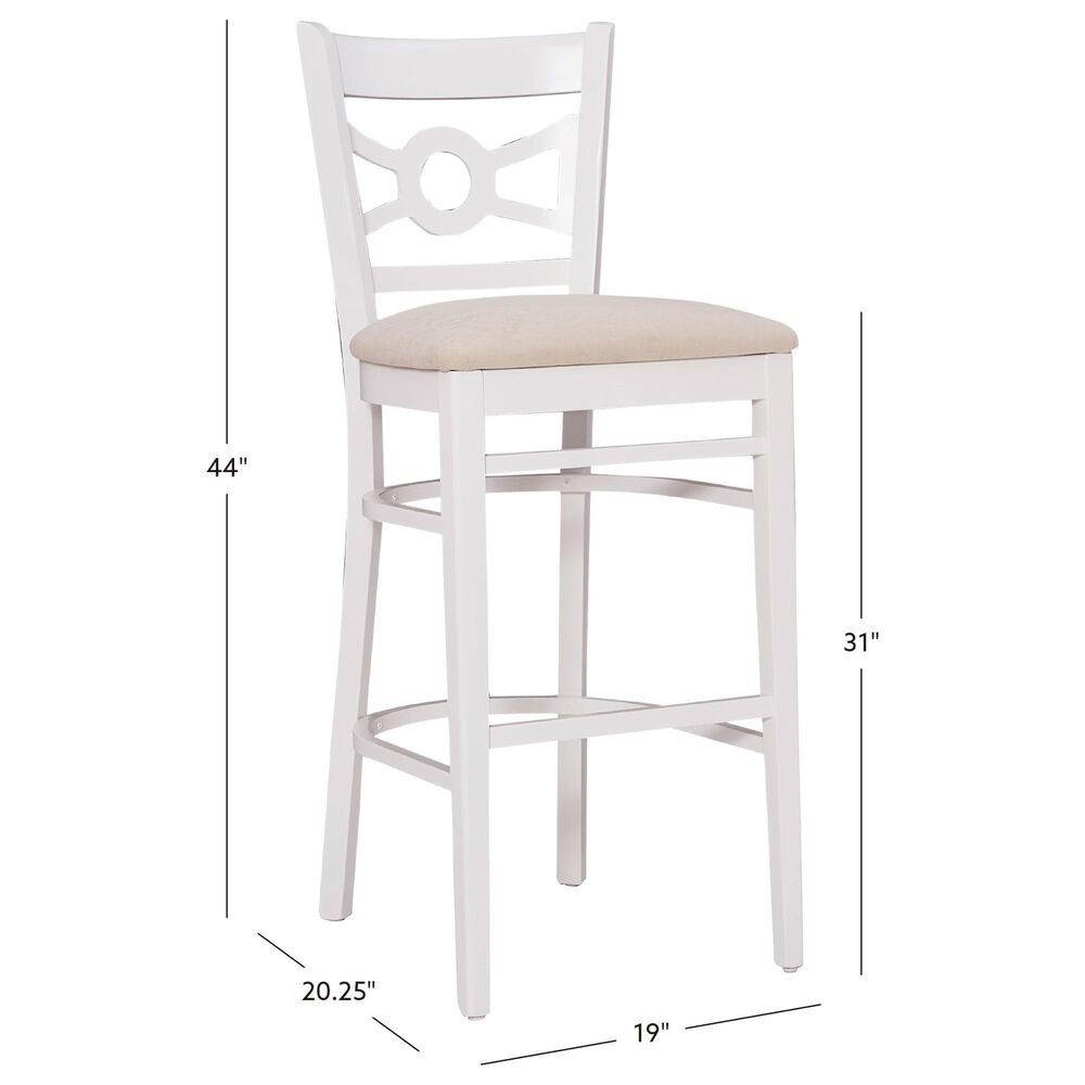 Linon Home Decor Teresa Bar Stool with Gray Cushion in White (Set of 2), , large