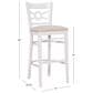 Linon Home Decor Teresa Bar Stool with Gray Cushion in White (Set of 2), , large