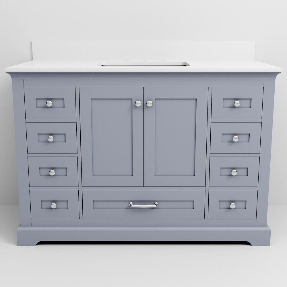 Lexora Home Dukes 48" Single Bathroom Vanity in Dark Grey with 2 cm White Quartz Top and Rectangular Sink, , large