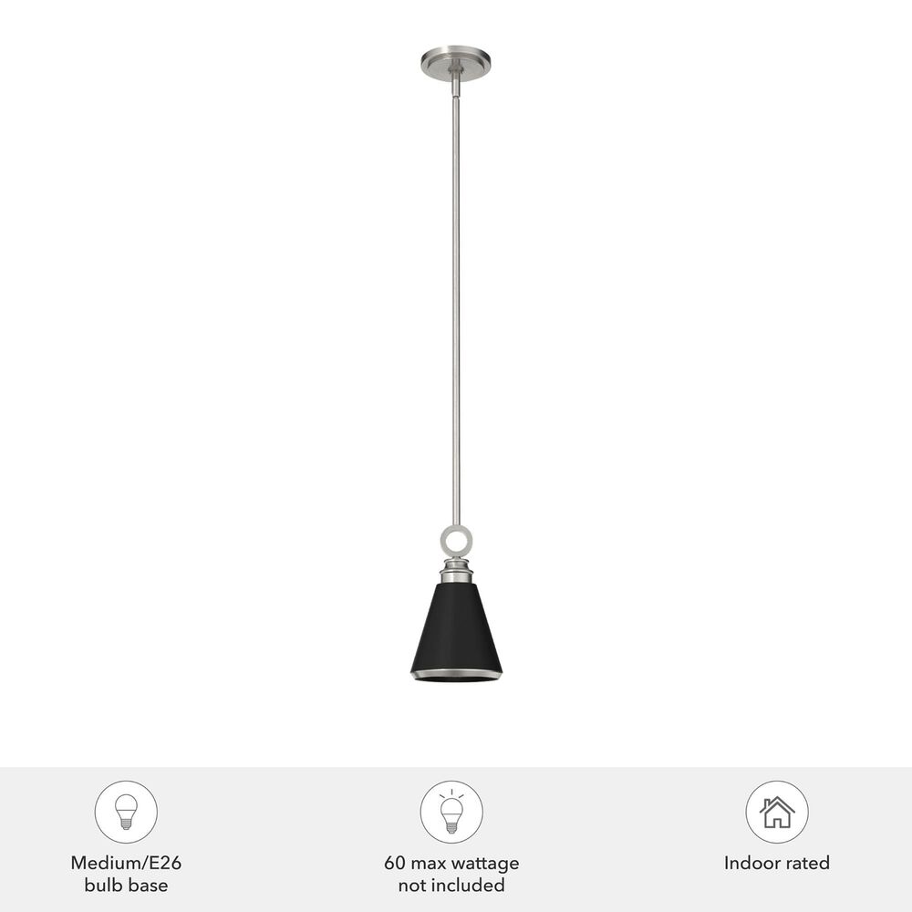 Hunter Klein 6&quot; 1-Light Pendant in Brushed Nickel, , large