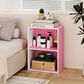 HOMLUX 2-Tier Cube Compact Storage Shelf Organizer Bookcase in Pink and White, , large