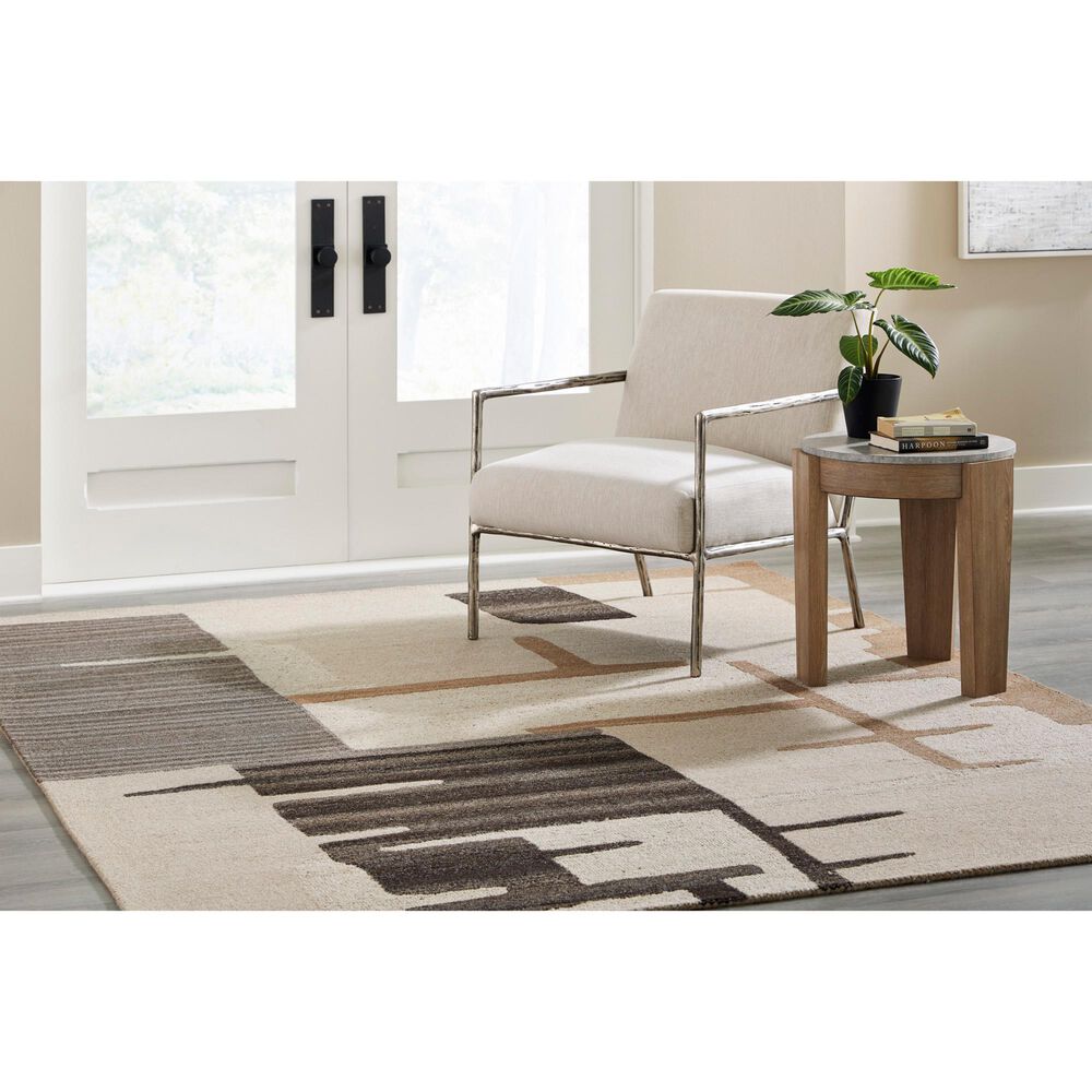 Ashley Kencher 8&#39; x 10&#39; Beige and Brown Area Rug, , large