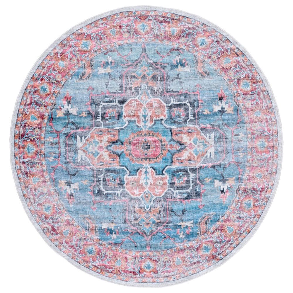 Safavieh Serapi Traditional 6"7" Round Blue and Ivory Area Rug, , large