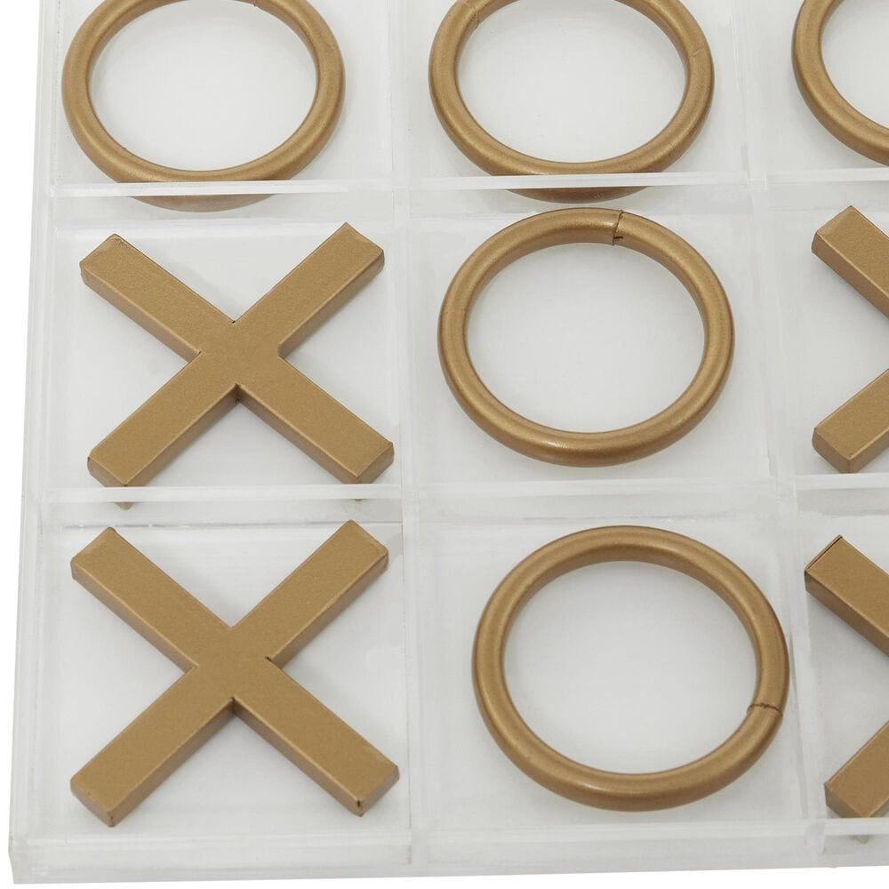 Maple and Jade 10-Piece Tic Tac Toe Home Decor Game Set in Polished Clear and Gold, , large