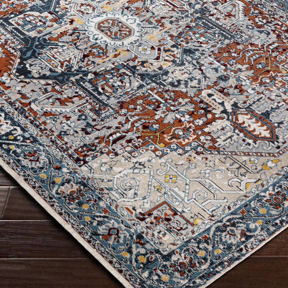 Surya Lavadora 2&#39;7&quot; x 7&#39;3&quot; Ink Blue, Brick Red, Mustard, Gray, Light Beige and Cream Runner, , large