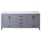 Lexora Home Jacques 80" Double Bathroom Vanity in Dark Grey with 2 cm White Quartz Top and Rectangular Sinks, , large