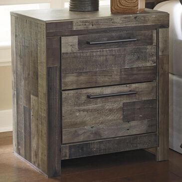 Ashley Derekson 2 Drawer Nightstand in Walnut and Gray, , large