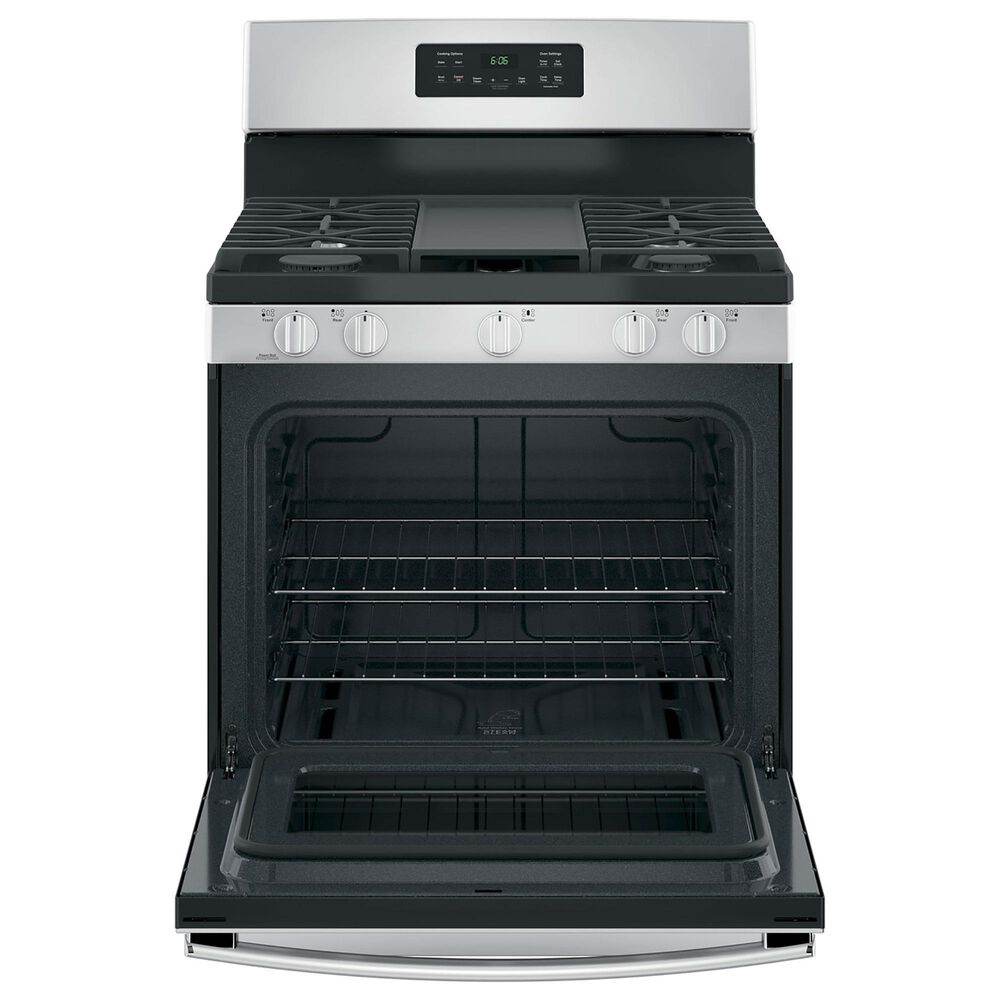 GE Appliances 2-Piece Kitchen Package with 30&quot; Free-Standing Gas Range and 1.7 Cu. Ft. Over-the-Range Microwave in Stainless Steel, , large