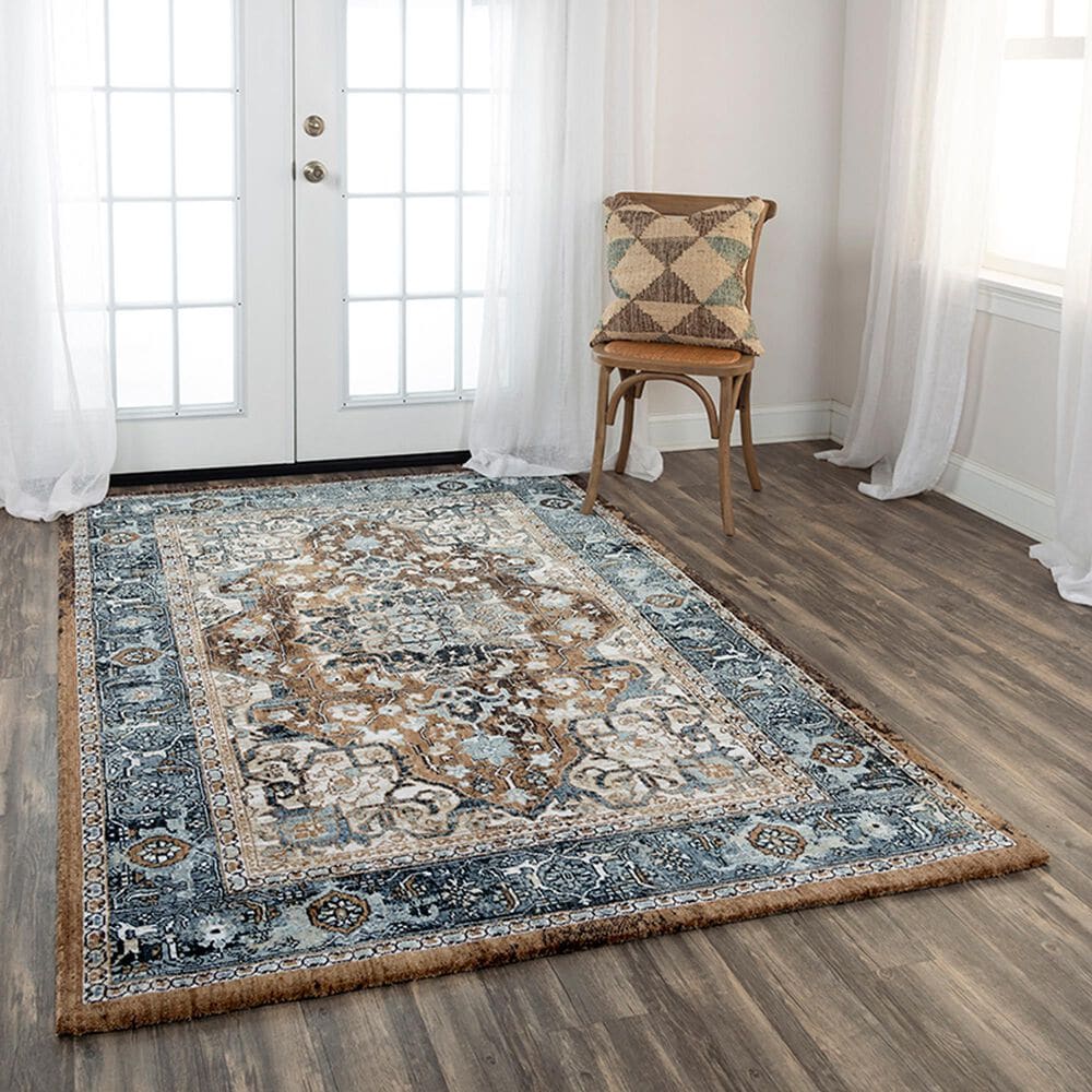 RIZZY Elite 5&#39;2&quot; x 7&#39;9&quot; Brown and Denim Area Rug, , large