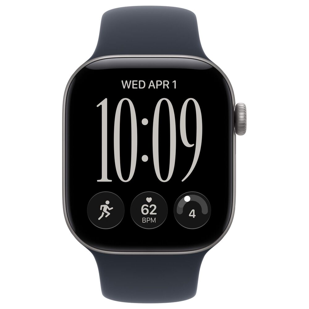 Apple Watch Series 12 (GPS + Cellular) 42mm Space Gray Aluminum Case with Navy Blue Sport Band - M/L, , large