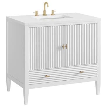 James Martin Vanities Myrrin 36" Vanity in Bright White with 3 cm White Zeus Quartz Top, , large