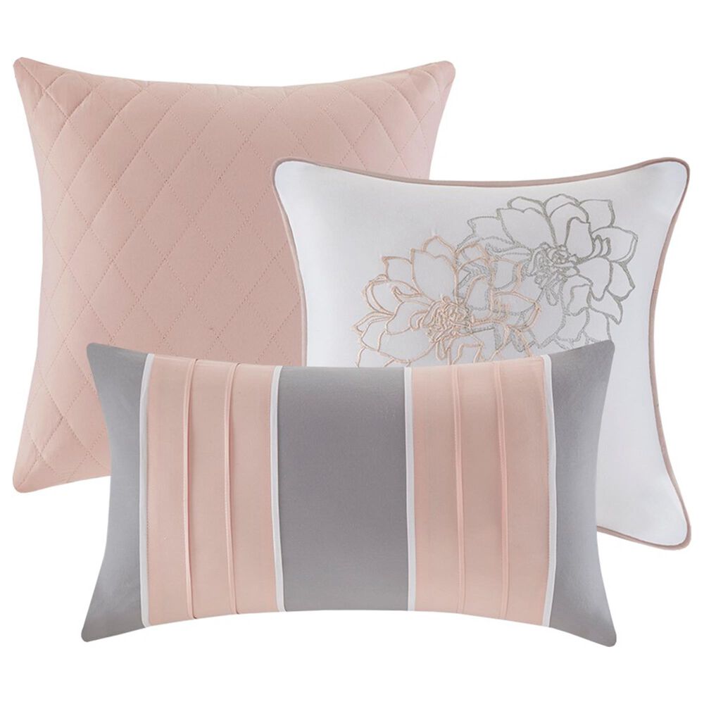 Hampton Park Lola 7-Piece Queen Comforter Set in Grey/Blush, , large