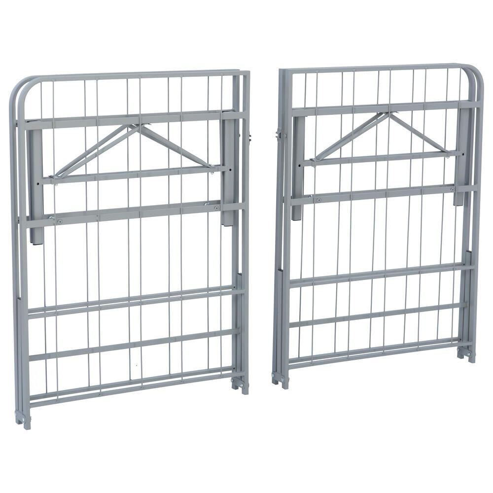 Linon Home Decor Franson Queen Folding Platform Bed Frame in Dark Pewter, , large