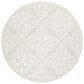 Safavieh Micro-Loop Damask 5" Round Silver and Ivory Area Rug, , large