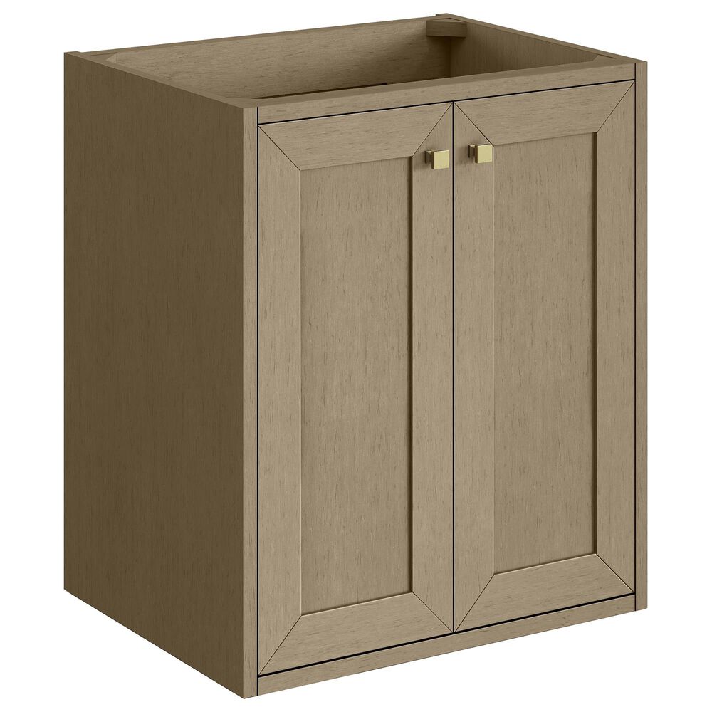 James Martin Vanities Chianti 24" Single Bathroom Vanity in Walnut Whisper and Champagne Brass with 2 cm White Glossy Composite Stone Top and Rectangular Sink, , large