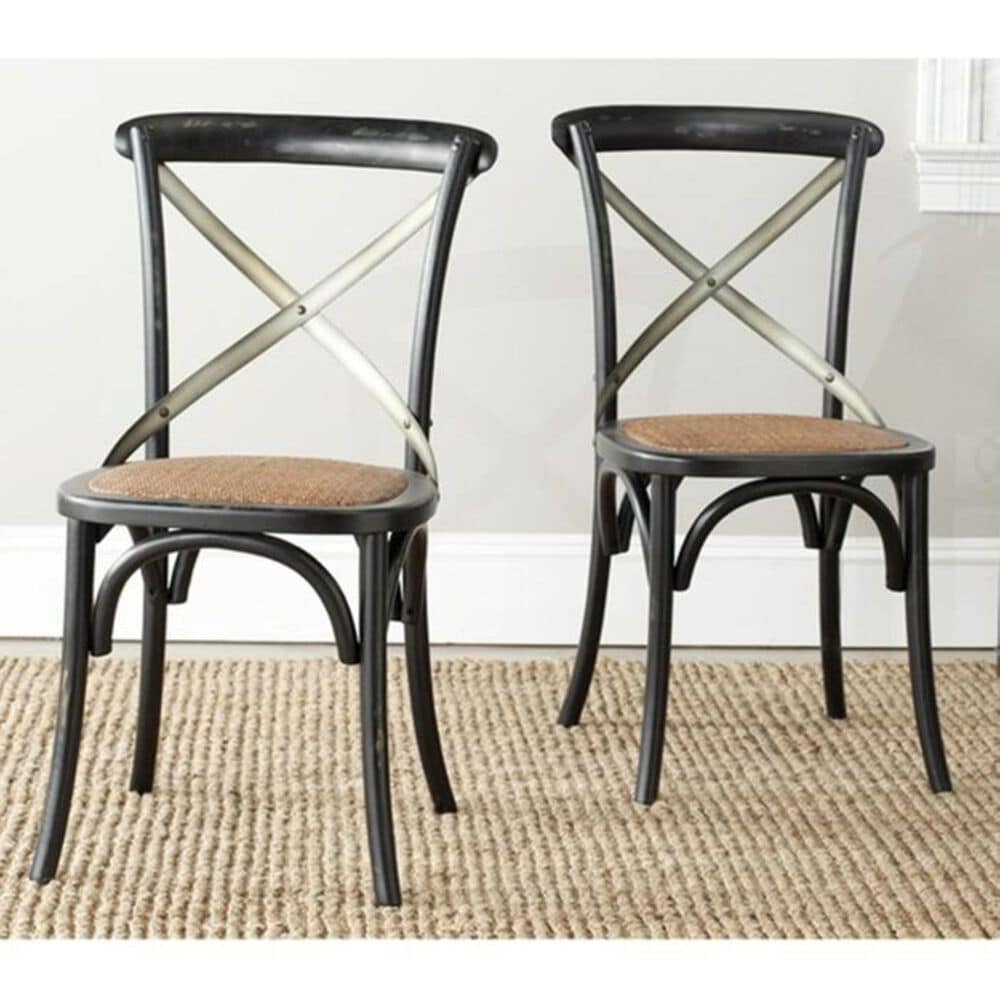 Safavieh Franklin  X Back Farmhouse Chair in Hickory  (Set Of 2), , large