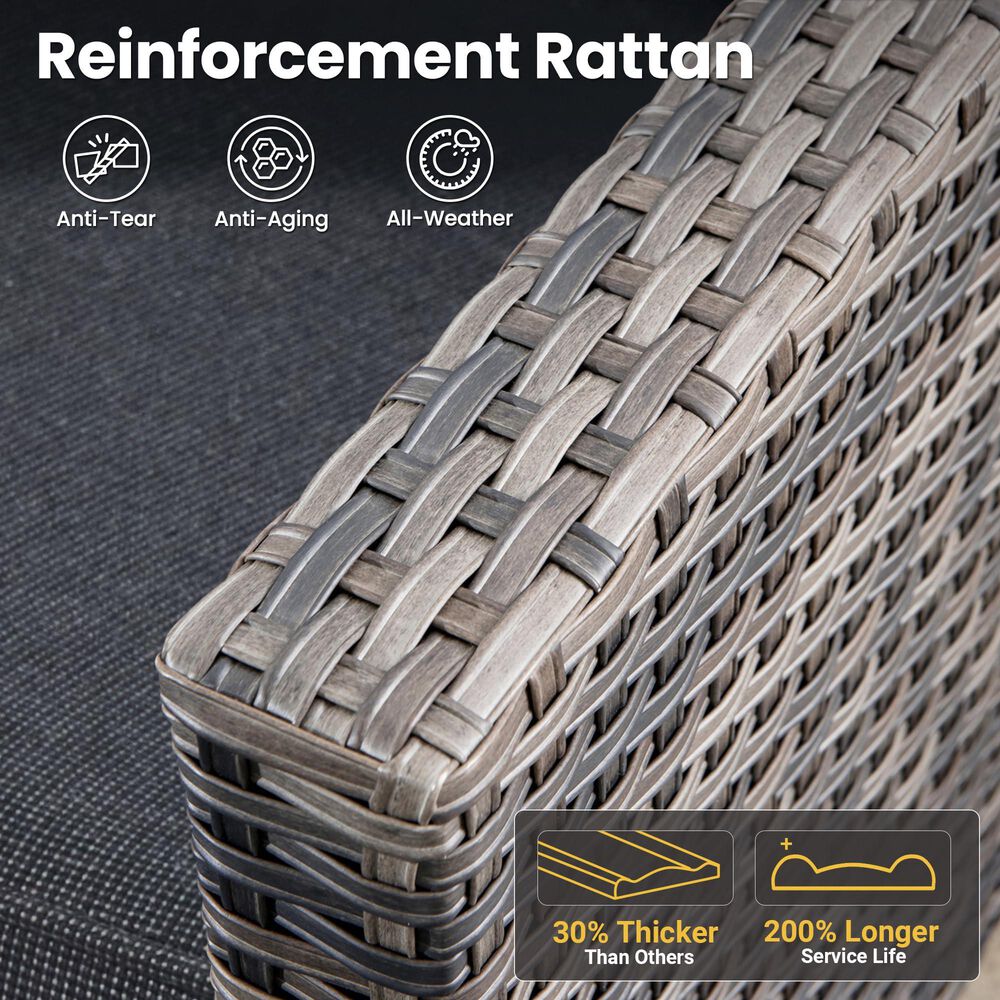 HOMLUX HOMLUX 5-Piece Outdoor Wicker Patio Furniture Set, High Back Rattan Sofa with Chairs, Ottomans &amp; Cushions in Black, , large