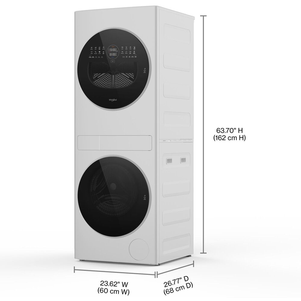 Whirlpool 2.7 Cu. Ft. Washer and 4.3 Cu. Ft. Electric Dryer Stack Laundry in White, , large