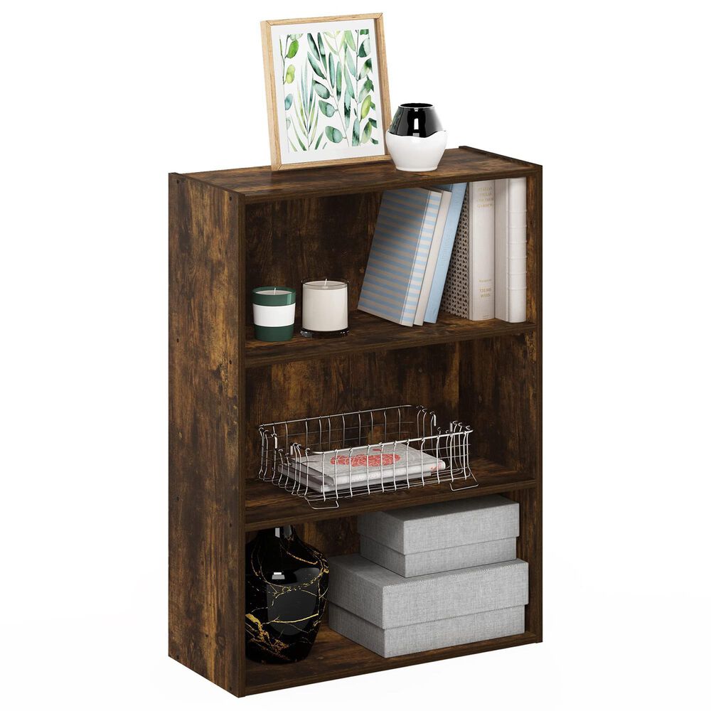 HOMLUX 3-Tier Open Shelf Bookcase in Amber Pine, , large