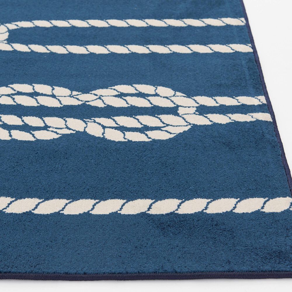 Central Oriental Terrace Tropic Nautical Life 5&#39; x 7&#39;3&quot; Sapphire and Snow Area Rug, , large